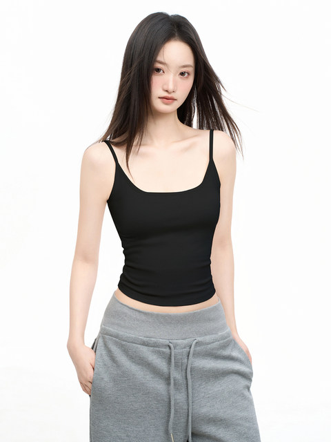 ins Super Popular U-Neck Padded Camisole for Women, 2025 Summer New Style, Sleeveless Outerwear, Inner Wear, Sexy Back Top