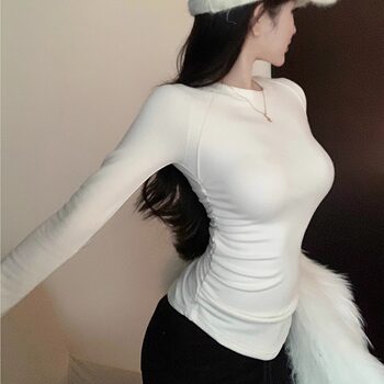 Pure Desire Sweet Hot Girl Inner Layering Shirt Women's Autumn and Winter New Versatile Slim Fit Long Sleeve T-Shirt Top