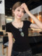 Korean-Style U-Neck Slim-Fit T-Shirt Short-Sleeve Women's 2025 Summer New Niche Design Solid Color Versatile Top