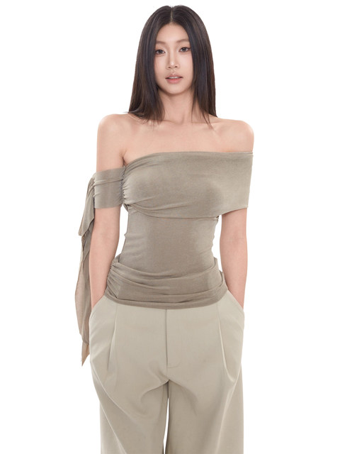 Pure Desire Style One-Shoulder Off-Shoulder T-Shirt for Women 2025 Summer and Autumn Sexy Hot Girl Exposed Shoulder Collarbone Tube Top with Straps