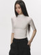 Half-High Collar, Mid-Sleeve, Tight-Fitting T-Shirt for Women, Spring and Autumn 2026 New Style, Slimming Half-Sleeve, Slim-Fit Five-Quarter Sleeve Top