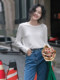 White Inner Wear Round Neck Long-Sleeve T-Shirt for Women, Spring and Autumn 2025 New Popular Design, Niche Casual Slim-Fit Top