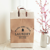 Semi-residence Japanese style large jute dirty clothes basket Home folding cotton numb hand carrying bag clothing basket Environmentally Friendly Cashier Bag