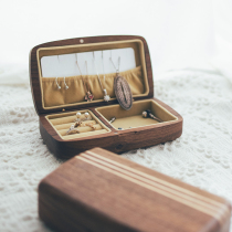 Mansion Day Style Retro First Accessories Box Containing Box Black Walnut Wood Solid Wood Small And Delicate Travel Portable Flannel Ornament Box
