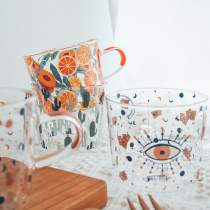 Half Residence Large Capacity Tea Water Cup Heat Resistant Glass Cup Home Breakfast Juice Milk Cup With Scale Coffee Mark Cup