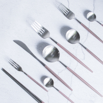 Pink silver Portuguese knife and fork spoon with the same color control creative gift ins Wind shooting props stainless steel Western tableware