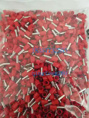 European E1008 tube type pre-insulated terminal 1 square pin wiring nose small black clip cold pressed copper end 1000