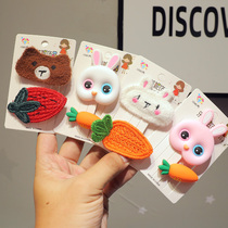 New autumn and winter hairclip children plush rabbit hairpin cute broken hairclip baby banging girl headgear