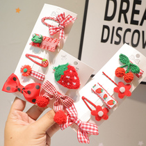 Autumn and winter new childrens red bow hairclip set Baby New Year hair accessories cute girl broken hair hair card