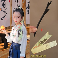 Комбинация [1 черный рога оленя Новая китайская шпилька + 1 зеленый горный ручей цветок и стример птиц]