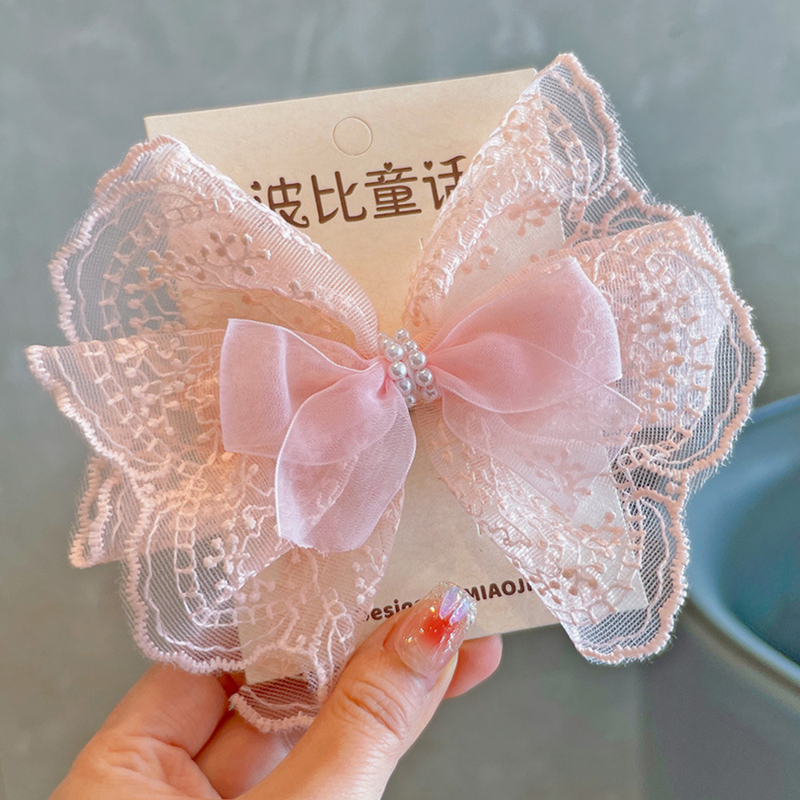 Children's Mesh Lace Bow Hairpin, Cute Little Girl's Hair Clip That Doesn'T Hurt the Hair, Top Clip Hairpin, Girls' Hair Accessory Children's Mesh Lace Bow Hairpin, Cute Little Girl's Hair Clip That Doesn'T Hurt the Hair, Top Clip Hairpin, Girls' Hair Accessory