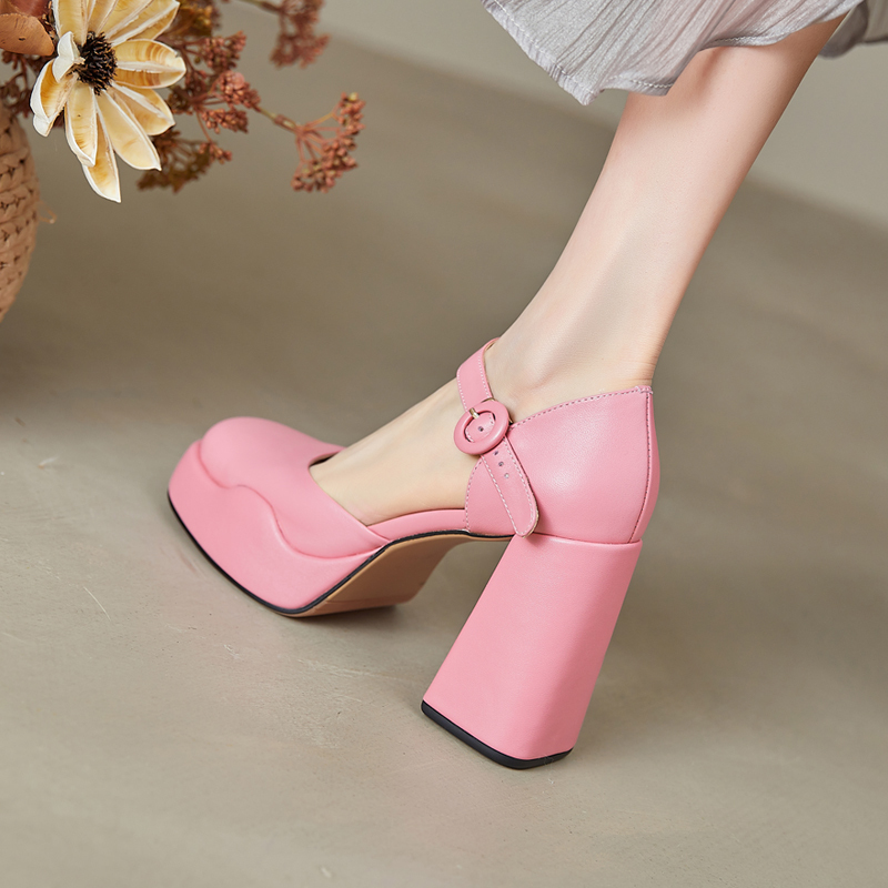 Barbie Pink One-Strap Ultra-High Heels Women's Summer 2024 New Genuine Leather Thick-Soled Waterproof Platform Closed-Toe Chunky Heel Sandals Barbie Pink One-Strap Ultra-High Heels Women's Summer 2024 New Genuine Leather Thick-Soled Waterproof Platform Closed-Toe Chunky Heel Sandals
