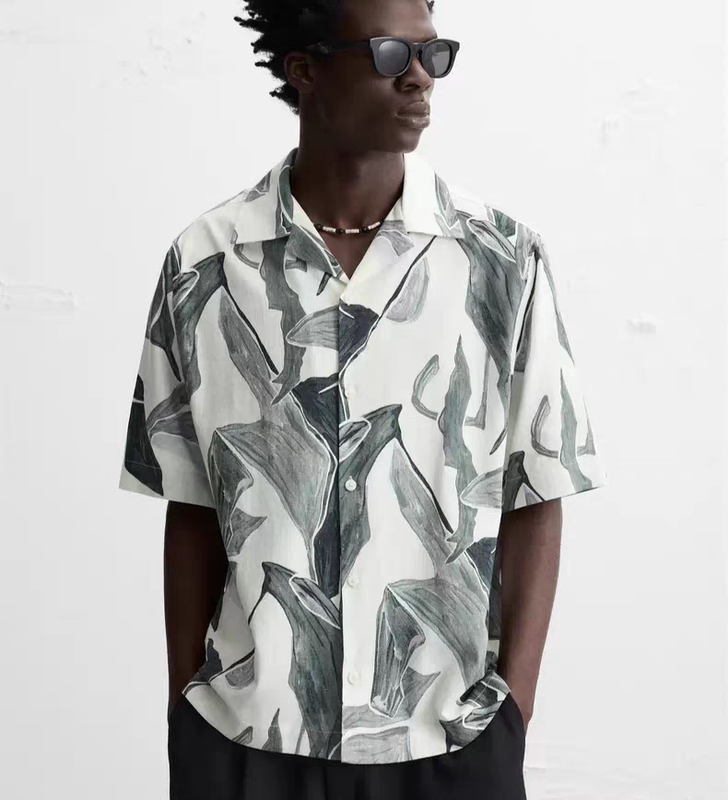 Za2025 Summer New Arrivals Men's Clothing Loose Fit Vintage Casual Short-Sleeved Shirt 4620300 084