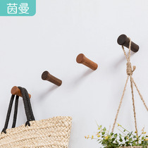 Mainman solid wood wall clothes hat rack glued hook door hanging clothes hanger Easy hat rack creative door hall hook wall-hanging bag rack