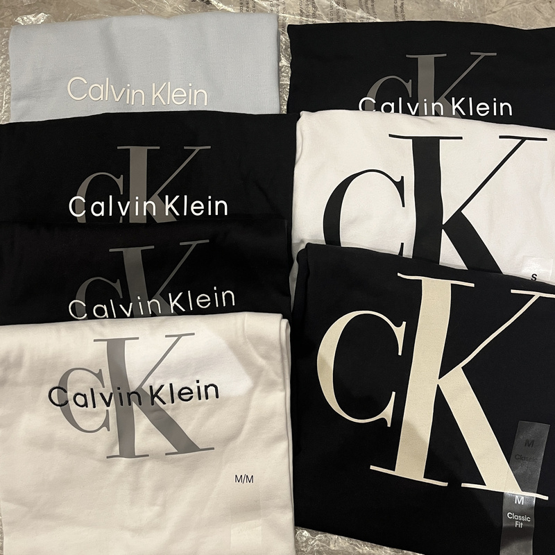 Ck Short-Sleeved Casual T-Shirt Ss25 New Model, Unisex, Large Logo, Pure Cotton