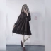 2018 mùa thu mới của phụ nữ Nhật Bản ngọt bow dài dài tay áo Một từ váy ngọt ngào đầm voan