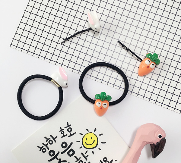 MUMU sản phẩm tốt Nhật Bản mềm dễ thương cô gái dễ thương trái tim phim hoạt hình thỏ củ cải vòng tóc kẹp tóc dây tóc hoạt hình xung quanh ảnh sticker