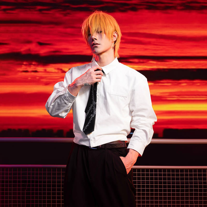 【Official Chainsaw Man Collaboration】Whoosis Tie Long-Sleeve Shirt Autumn Anime Chic Relaxed Style Men's 【Official Chainsaw Man Collaboration】Whoosis Tie Long-Sleeve Shirt Autumn Anime Chic Relaxed Style Men's