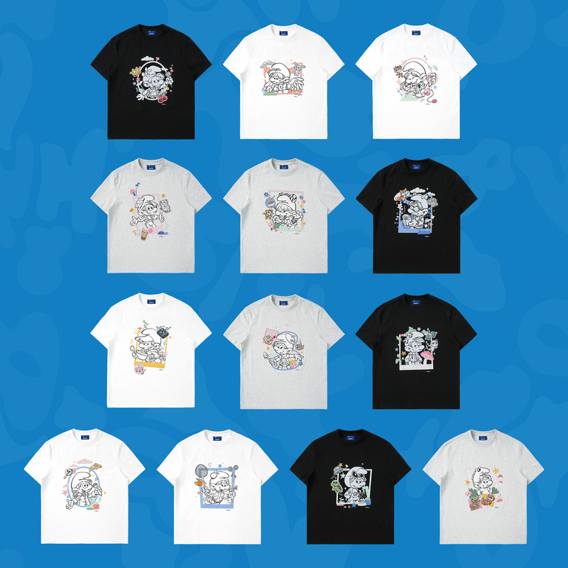 【Seventeen | the Smurfs Collaboration】Whoosis Printed Short-Sleeve T-Shirt Cartoon Character