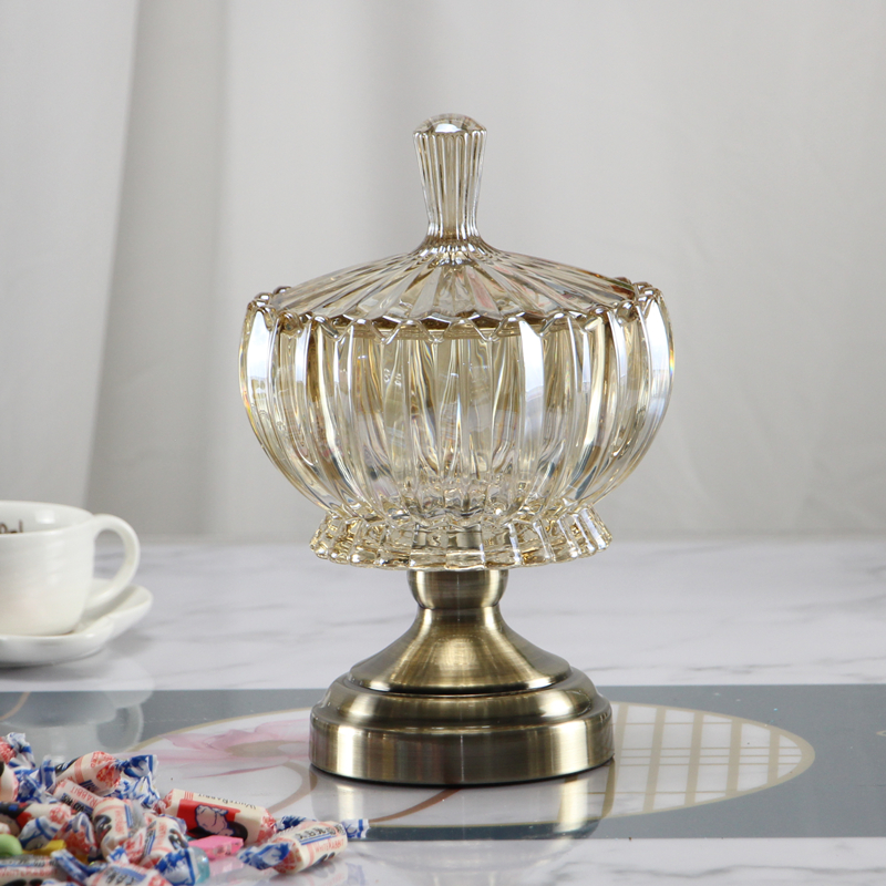 Eurostyle Light Lavish Crystal Glass Sugar Jars Hem Modern Fashion Living Room Tea Table Snacks Box Decorated Storage Tank-Taobao