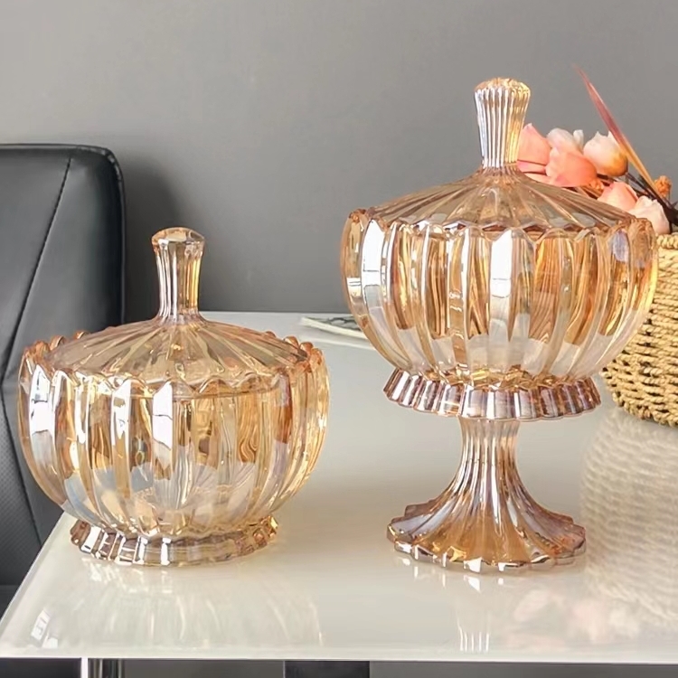 Eurostyle light lavish lead-free crystal glass candy jar living-room dining room Versatile Practical Containing Box Swing candy Box-Taobao
