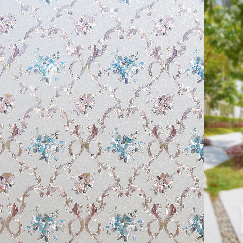 Eurostyle flower gel-free electrostatic mildew-proof and anti-UV glass film sunscreen wool glass