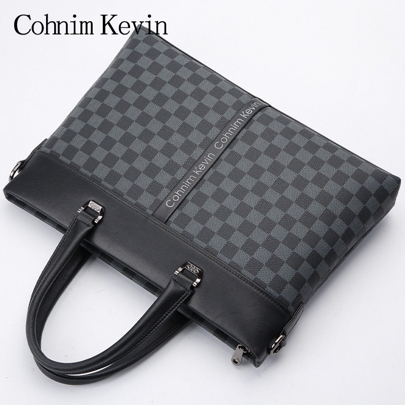 Cohnim Kevin Men's briefcase Business Large-capacity handbag Advanced Sensory Routine Archive Computer Bag Tide