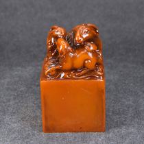  4 4cm Calligraphy calligraphy painting seal carving seal Jade imitation Shoushan Stone Tian Huangshi collection book engraving three sheep light yellow seal