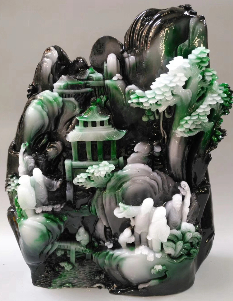 Imitation jade raw stone jade stone ornaments Natural Xiuyu mountain water ornaments Dushan jade carving jade carving craft gift ornaments