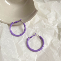 Fresh Joker purple round ring ring earrings 2021 New Tide ring earrings commuter earrings earrings female