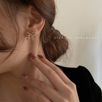 Temperament advanced sense light luxury rhinestone bow stud earrings female earrings 2021 New Tide summer season exquisite earrings