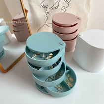 Rotating multi-layer large capacity plastic jewelry box small portable ins style simple necklace earrings earrings storage box