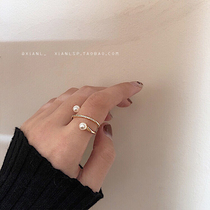 Girl heart ring ins Super fairy fashion personality French niche Pearl Index finger cold wind simple temperament ring