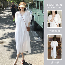 Pregnancy Woman Dress Spring Dress New Korean Version of the Long Paragraph Short sleeves Dress Summer Big Code Sweet and two sets of skirts to be slim