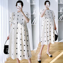 Pregnant Woman Summer Clothing Blouse Fashion Polo Dot dress Dress Temperament Slim cover Long dress Pregnant Woman Dress Summer Dress