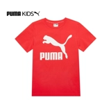 Puma, летняя детская классическая тонкая хлопковая футболка подходит для мужчин и женщин, короткий рукав, круглый воротник