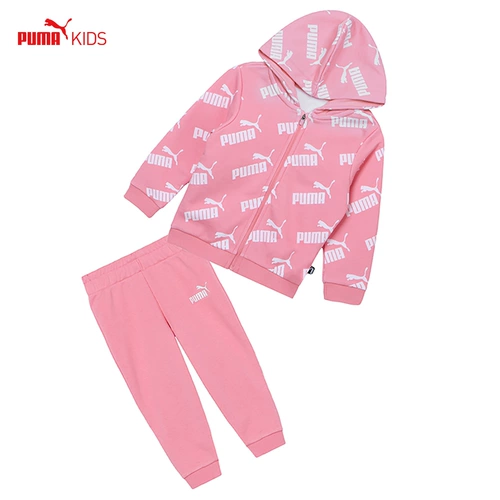 Puma, детский спортивный трикотажный комплект с молнией, балахон для отдыха, футболка, штаны, детская одежда