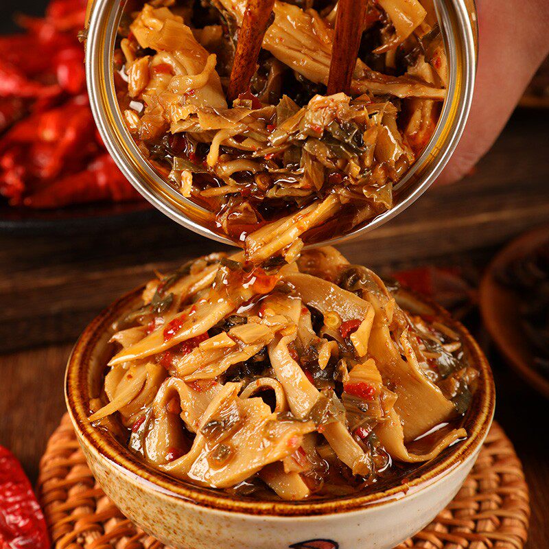 Hunan food dish ready-to-eat spicy bottle of spicy and brittle shovel, ready-to-eat cake-up vegetables bottled appetizer
