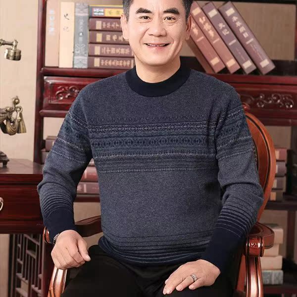 Áo len nam mùa đông nguyên chất dày ấm trung và áo tuổi quân áo nam hàng hiệu