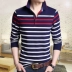 Quần áo xuân thu, áo thun dài tay trẻ trung cotton cotton nam trung niên áo thun sọc Hàn Quốc