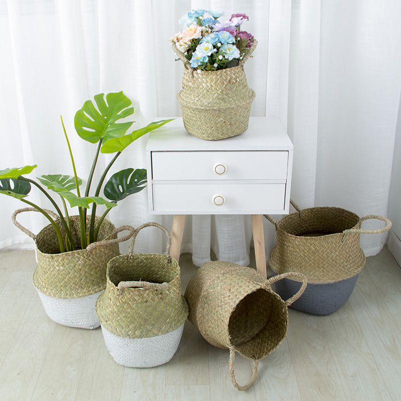 Nordic plant flower pot straw chflower basket cement flower pot metal flower pot decoration Nordic green plant matching combined offer-Taobao