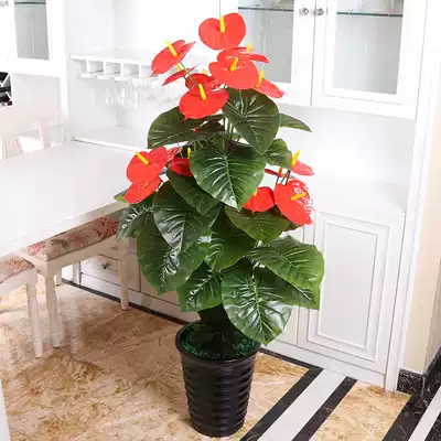 Simulation flower floor-to-ceiling potted large fake tree green plant living room simulation tree decoration plastic plant indoor fake flower pot scene