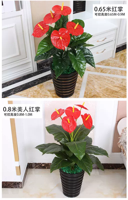 Cây giả hoa anthurium hoa giả chậu hoa trồng sàn lớn cây xanh giả trang trí phòng khách trang trí nội thất nhà máy mô phỏng - Hoa nhân tạo / Cây / Trái cây