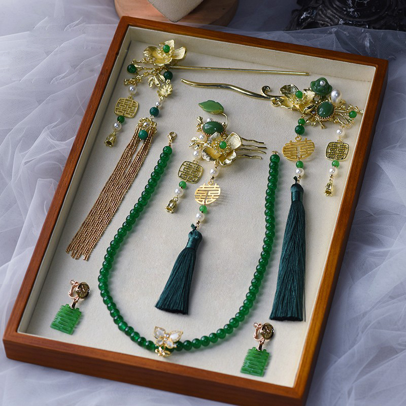 Retro Hanfu Artificial Jade Ancient Costume Headdress Luxury Chinese Traditional Wedding Bride Xiuhe Hair Accessories Retro Hanfu Artificial Jade Ancient Costume Headdress Luxury Chinese Traditional Wedding Bride Xiuhe Hair Accessories