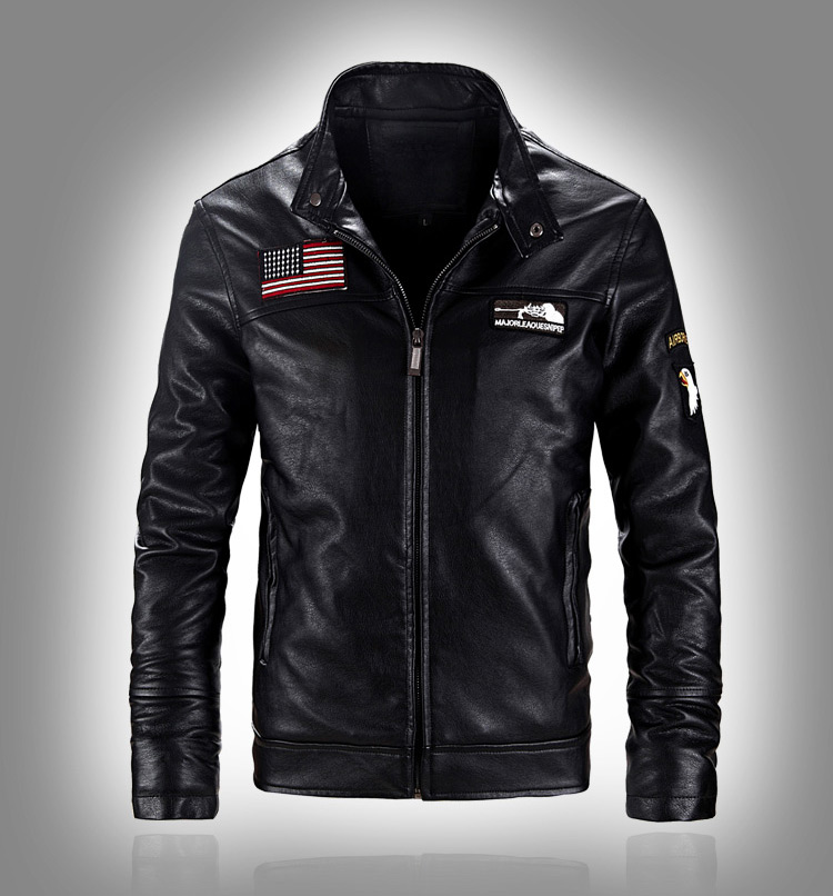 Đặc biệt hàng ngày mùa thu và mùa đông da nam ngắn pu leather jacket cộng với nhung xe máy dịch vụ air force chuyến bay phù hợp với kích thước lớn áo khoác