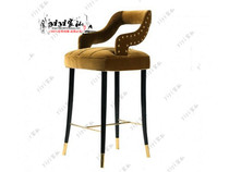 American minimalist solid wood bar chair European style neoclassical fabric bar bench high footstool KTV fashion bar chair