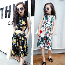 Girl Foreign Air Summer Dress 2022 New Summer Trendy Suit Children Wide-legged Pants Large Girl Girl Two Sets Tide