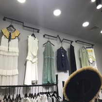 Wall-mounted lightning decorative clothes display rack Mens and womens childrens clothing store is hanging display clothes combination shelves