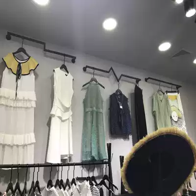 Wall-mounted lightning decorative clothes display stand for men and women's children's clothing shops are hanging display clothes combination shelves