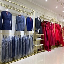 Wedding dress shelf Photo studio high-end display shelf Mens special shelf Double suit hanger gold shelf